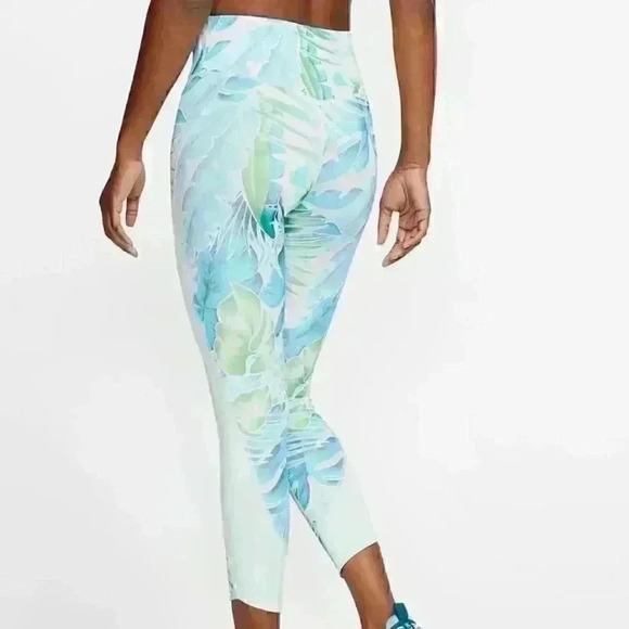 NIKE Blue/green/white/pink tropical print tights in Sz XS | Worn Once - Picture 2 of 8